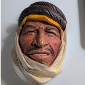 Vintage Bossons The Kurd 1963 Chalkware Wall Mask Head England Fred Wright